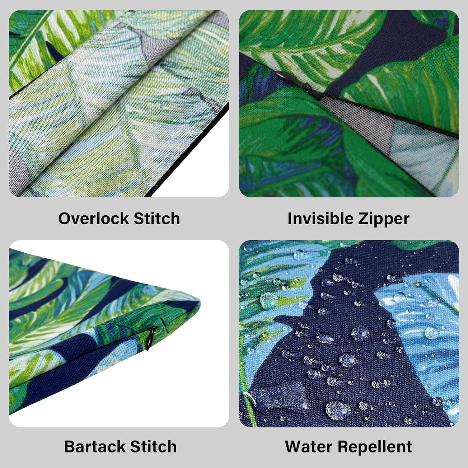 Rockin Cushions IKEA Outdoor Slipcovers Rockin Cushions Outdoor Slip Covers | Navy Green Banana Leaf Print| Compatible with IKEA Duvholmen Cushions | Includes 2 Duvholmen Pillow Covers and 2 Duvholmen Seat Covers - Set of 4
